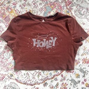 Honey Cropped Bedazzled Tee